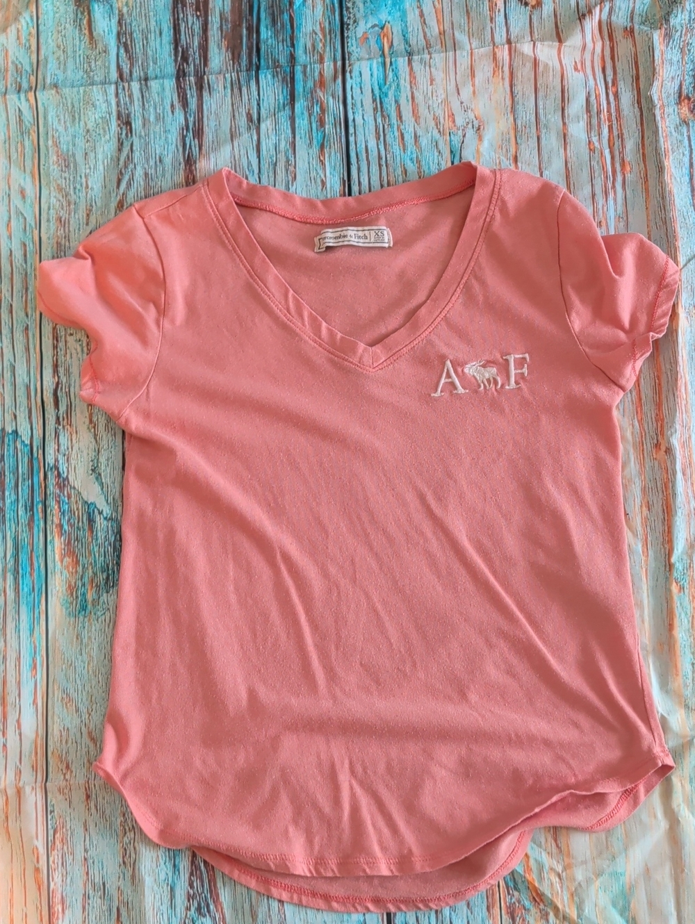 Abercrombie & Fitch Coral Pink V-Neck Tee